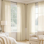 MIULEE Cream Sheer Curtains 96 Inches Long 4 Panels 42 x 96 Inches | Light - Image 2