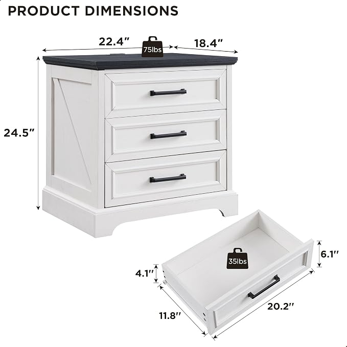 ACCOHOHO Farmhouse Nightstand - Image 2