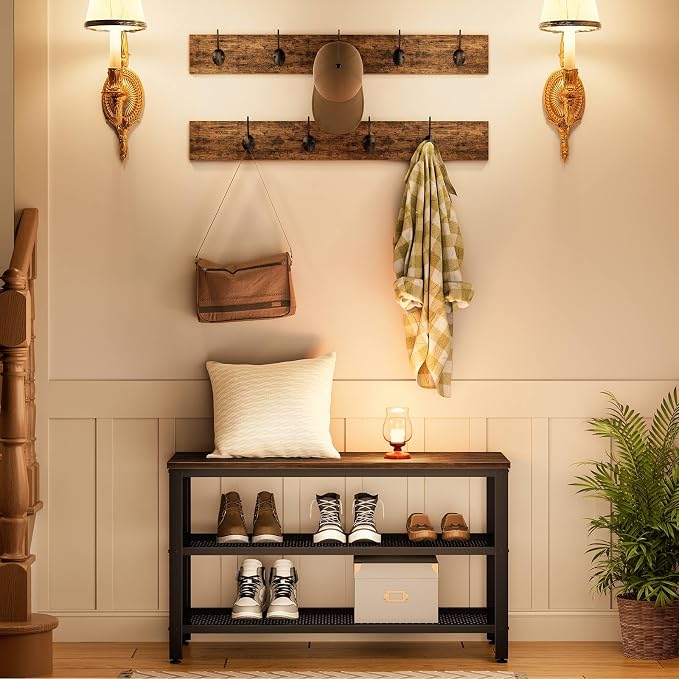 HOOBRO Hall Tree Entryway Storage Bench, Coat Rack Shoe Bench, Shoe Rack - Image 3