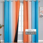 Ombre Orange and Blue Blackout Curtains 52Wx96L Inch Long | Gradient Curtains - Image 2