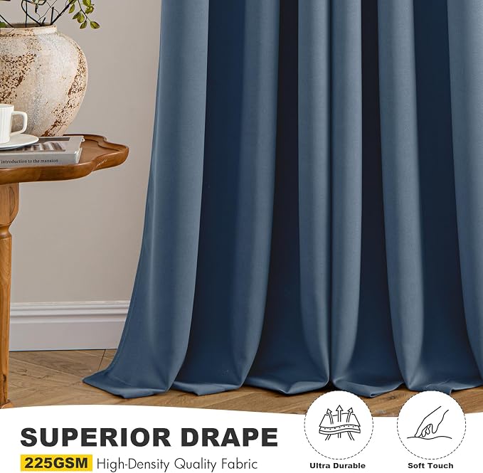 MIULEE Blackout Curtains for Bedroom 2 Panels 34 x 54 Inch Long Stone Blue | - Image 5