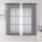 Charcoal Grey Sheer Curtains 63 Inch Length 2 Panels, Rod Pocket Light by Lecloud