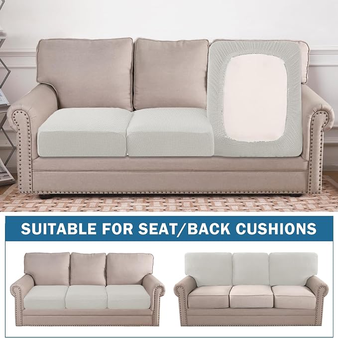 Water Repellent Couch Cushion Cover 3 Pieces Sofa Seat Cushion Covers, Stretch - Image 3