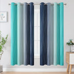 Navy Blue and Teal Gradient Blackout Curtains - Image 2