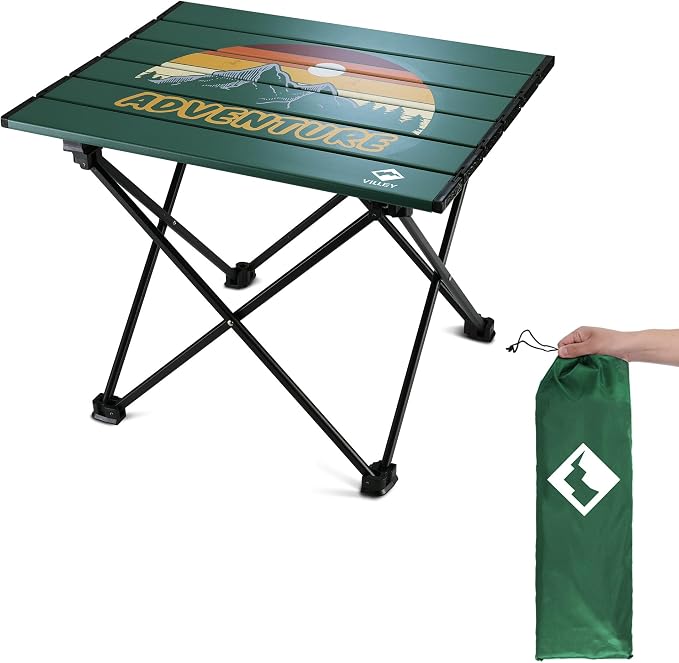 VILLEY Portable Camping Side Table, Ultralight Aluminum Folding Table by VILLEY