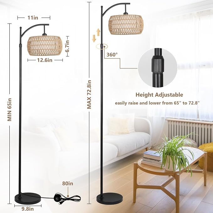 Arc Floor Lamp with Remote Control, Dimmable LED Floor Lamp with 3 Color - Image 4