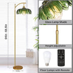 QIYIZM Glass Floor Lamp for Living Room, Mid Century Modern Brass Tall Lamp - Image 5
