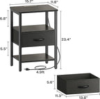 SUPERJARE Nightstand with Charging Station, Bed Side Table with Adjustable - Image 3