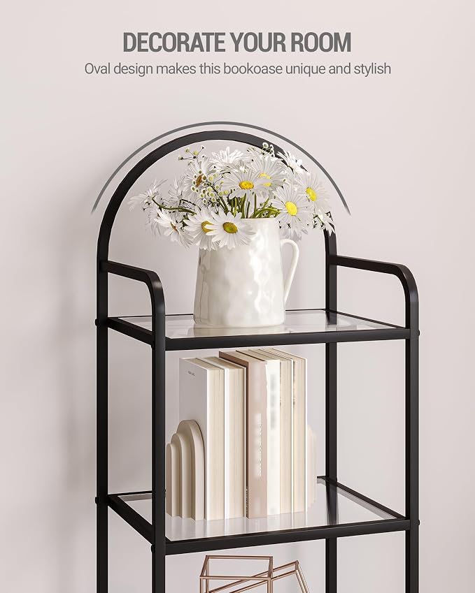 Hzuaneri Bookcase Bookshelf, Tempered Glass Bookshelves, Slim Shelving Unit - Image 4
