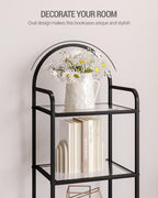 Hzuaneri Bookcase Bookshelf, Tempered Glass Bookshelves, Slim Shelving Unit - Image 4