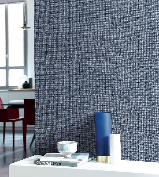 Blue Grasscloth Peel and Stick Wallpaper Textured Contact Paper 15.7in x - Image 4