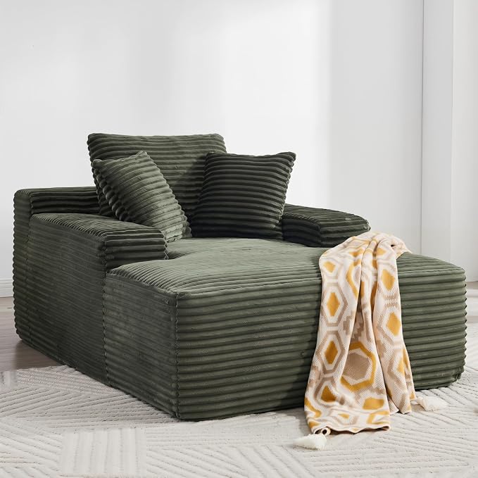 Oversized Boneless Chaise Sofa Bed, Corduroy Chaise Lounge Chair Indoor - Image 11
