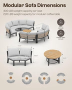 Outdoor Patio Furniture Set, 4 Piece Half Moon Aluminum Patio Conversation Sets - Image 2