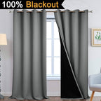 Yakamok Grey Blackout Curtains 108 Inches Long - Image 2
