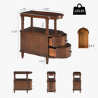 Narrow End Table with 2 Storage Drawers, Retro Vintage Sofa Beside Table - Image 2
