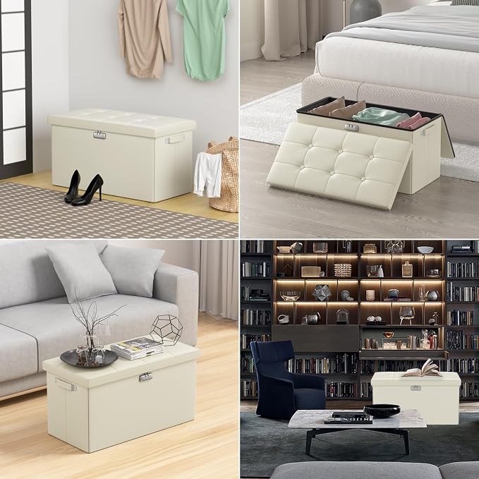 ENGPOW Storage Ottoman Bench, Fireproof Folding Bench - Image 5