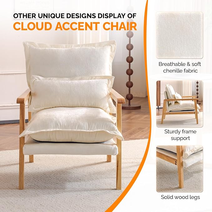 VINGLI Mid-Century Modern Cloud Accent Armchairs Set of 2 - Image 5