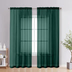 Hunter Green Sheer Curtains 72 Inches Long 2 Panels by OVZME