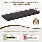 Acovy 32 Inch Floating Shelves, 3D Textured Wood Grain, Wooden Shelves - Image 3
