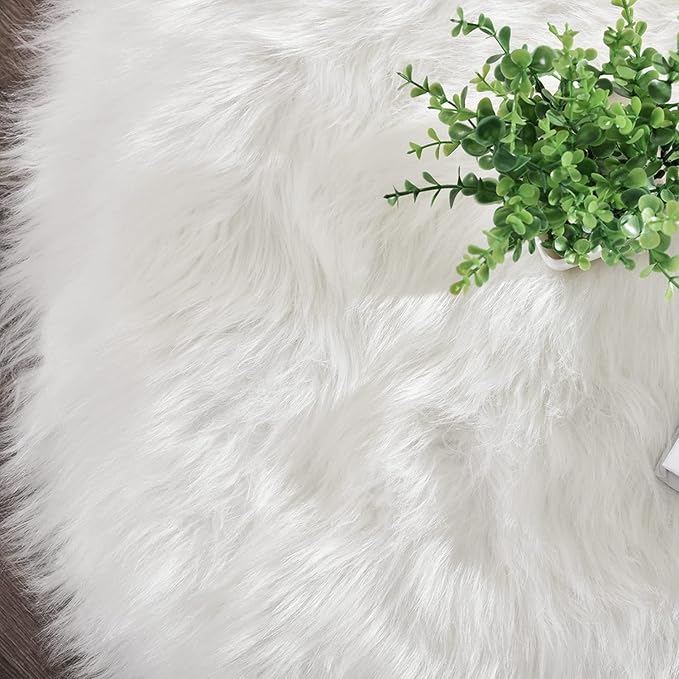 Latepis White Faux Fur Rug 3x5, Faux Sheepskin Rugs - Image 8