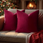 GIGIZAZA Burgundy Velvet Pillow Covers 18x18 Decorative Pillows Pack of 2 | Red - Image 7