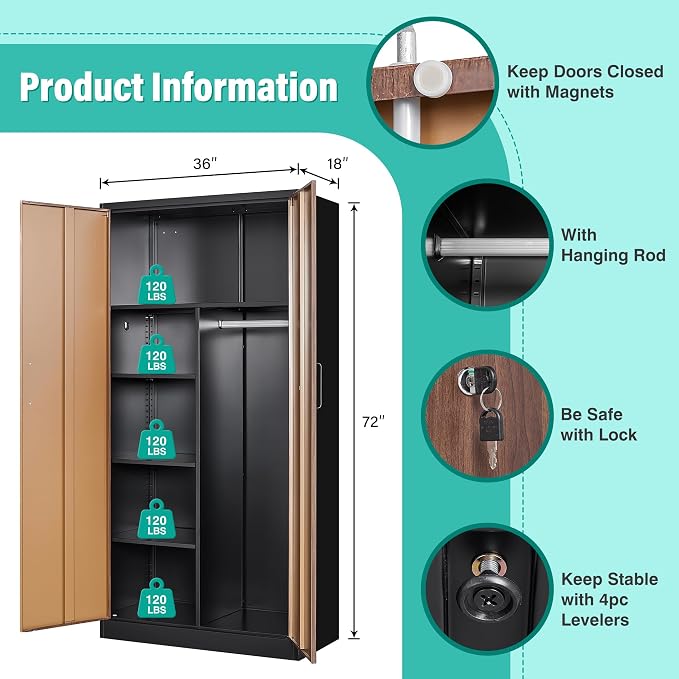 SISESOL Wide & Deep Metal Storage Cabinet - Image 3