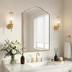 Besdomus Scalloped Gold Mirror for Bathroom: 24"x36" Minimalist Modern Arched by Besdomus