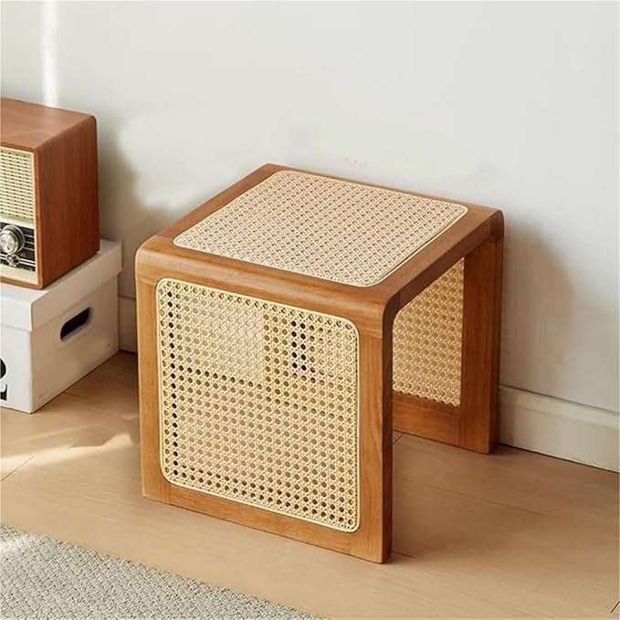 Bohemian Rattan Solid Wood Side Table Bedside Tables Decorative Table Night by Unknown