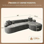 99" Curved Sectional Sofa with Chaise, Modern Boneless Couch with Deep Seat - Image 3