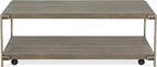 50 inch Wood Coffee Table with Removable Casters, Industrial Living Room Center - Image 6