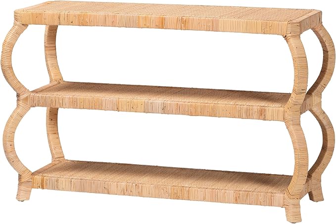 Bali & pari Dalida Bohemian Natural Rattan 3-Tier Console Table by balipari