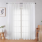 White Sheer Curtains 84 Inches Long 2 Panels Set by WelvetBLK