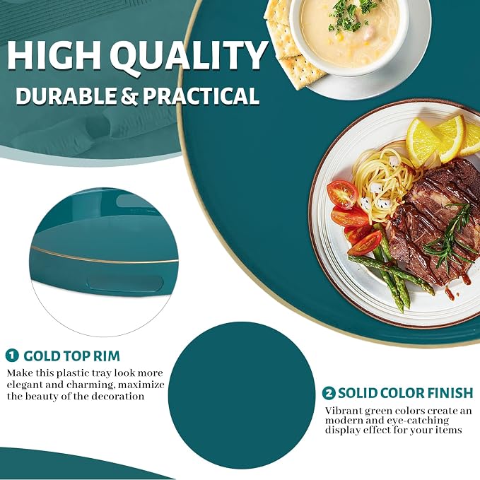 MAONAME 13" Round Tray, Teal Serving Trays - Image 4
