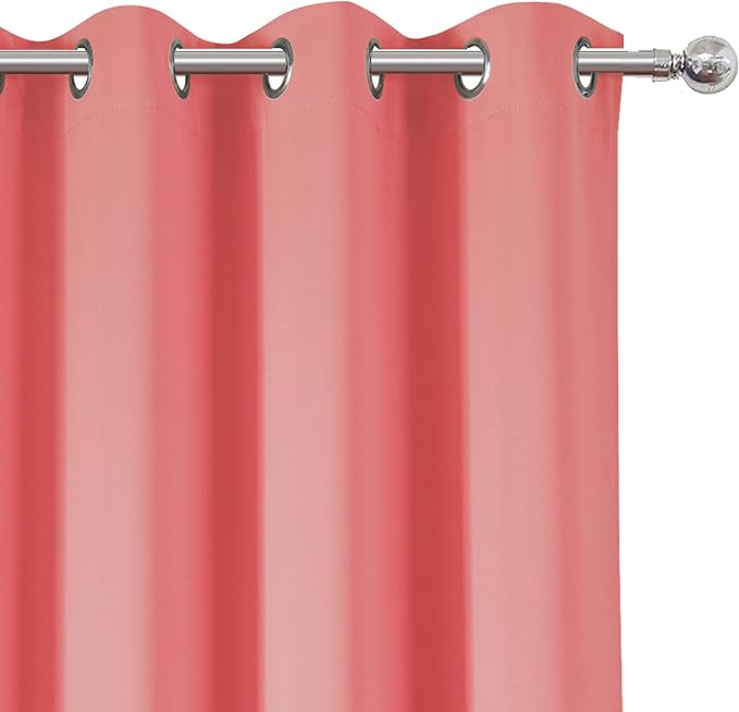 Coral Blackout Curtains 52 x 54 Inch Length/Set of 2 Curtain Panels/Thermal - Image 6
