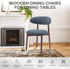 COLAMY Wooden Dining Chairs Set of 2, Modern Fabric Upholstered Dining Room - Image 7
