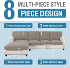 H.VERSAILTEX Sectional Couch Covers 8 Pieces Stretch Sofa Covers - Image 3