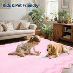 GarveeHome 5x7 Scalloped Area Rug Pink Washable Bedroom Living Room Rug | Soft - Image 7