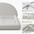 RECCI AirFrame Half-Moon Upholstered Queen Platform Bed Frame, Boucle Curved - Image 8