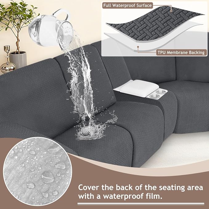 ALIECOM 100% Waterproof Recliner Sectional Couch Covers L Shape Stretch Corner - Image 4