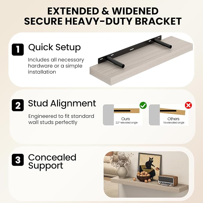 Fun Memories 67 Inch Fireplace Mantel Shelf, Deep Floating Shelves - Image 7
