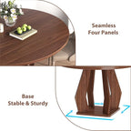IBF Walnut Round Dining Table, Modern Wood Dinner Tables, Round Kitchen Table - Image 7