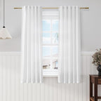 White Linen Curtains 64 Inches Long 2 Panels Set Back Tab Rod Pocket Semi Sheer by Nanspring