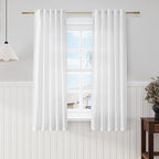 White Short Linen Curtains 60 inches Long 2 Panels Set Back Tab Rod Pocket by Nanspring