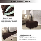 NeColorLife Stretch Ottoman Cover Square Soft Knitted Jacquard Washable Thick - Image 5