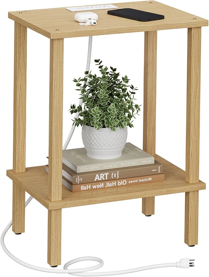 TUTOTAK End Table with Charging Station, Small Side Table with Outlets by ChoosetutotakFurnitureBuildYourCozyHome
