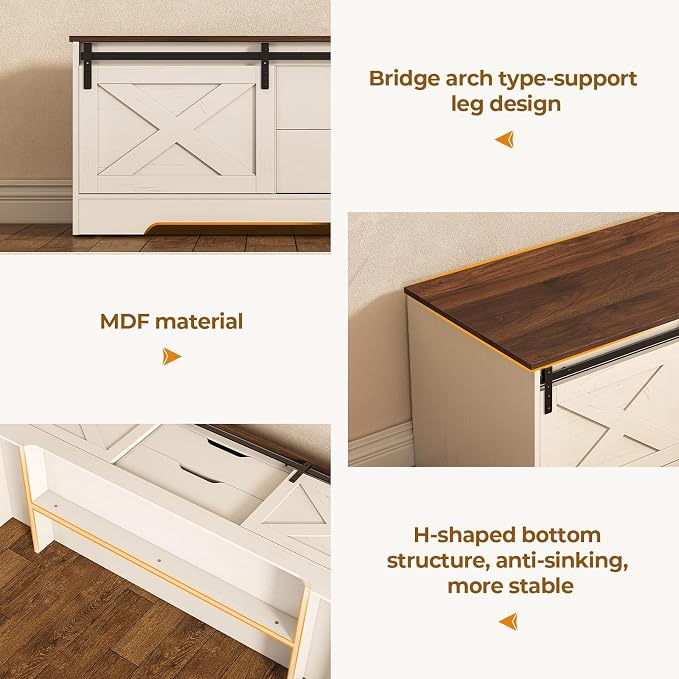 UPOSOJA 60“ Farmhouse Storage Bench - Image 8
