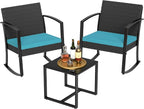 Homall Patio Furniture Set 3 Piece Resin Outdoor Bistro Set Rocking Patio Chairs by Homall