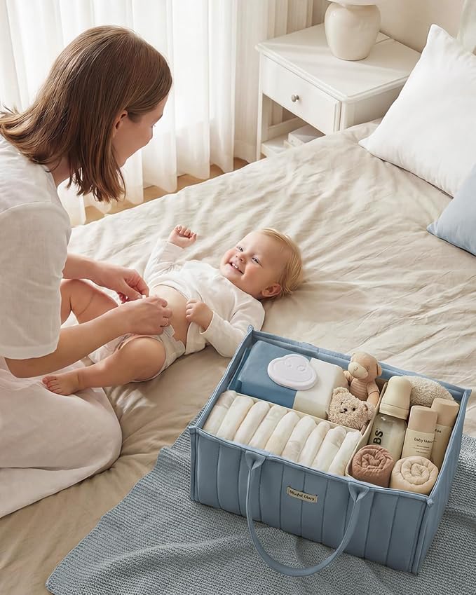 Blissful Diary Baby Diaper Caddy Organizer, Stylish Storage Basket - Image 6