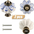 Ivory Pumpkin Knobs 2 Pack Ceramic Cabinet Knobs Vintage Drawer Pulls - Image 2