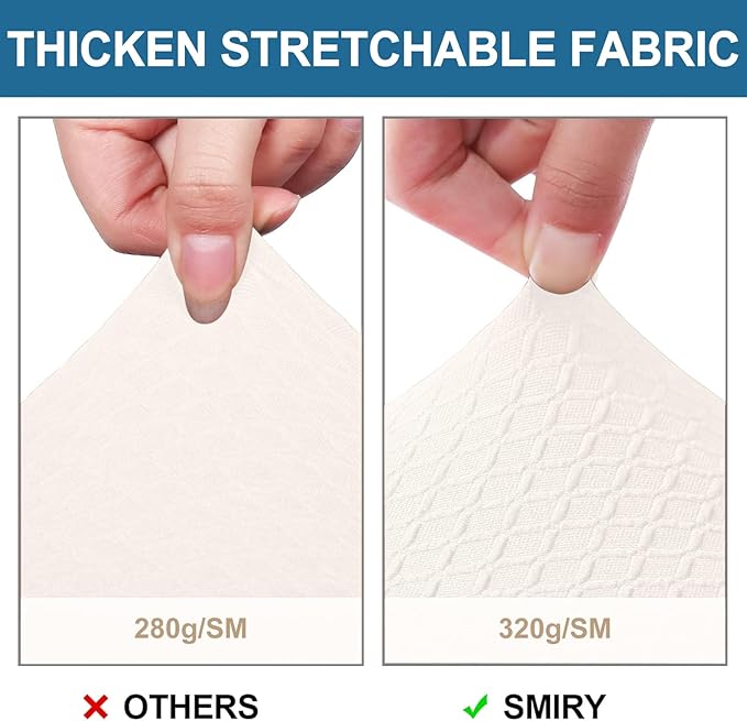 Smiry Waterproof Seat Covers for Dining Room Chairs Set of 4, Stretch Jacquard - Image 4